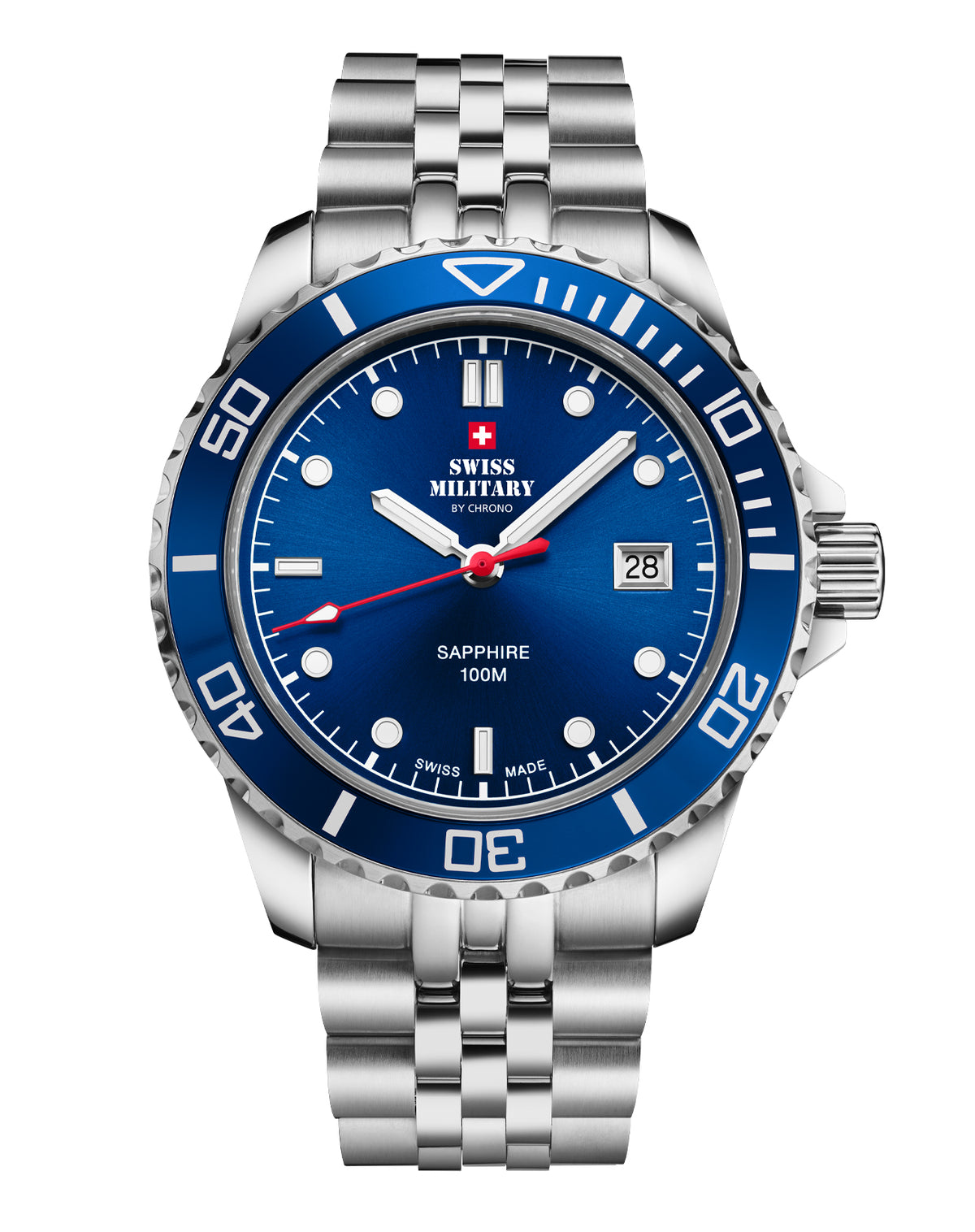 Swiss Military SM34109.02 Men's Performance Watch Blue Steel with blue sunray dial and rotating bezel