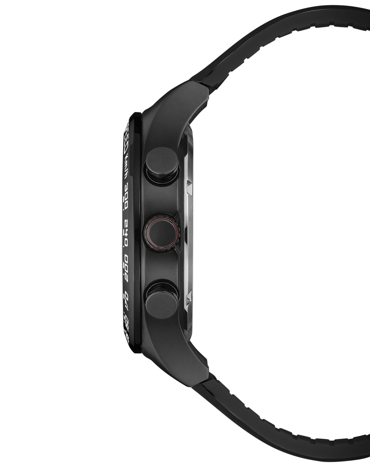 Reloj Cronógrafo Swiss Military Speed vista lateral de la caja de PVD negro