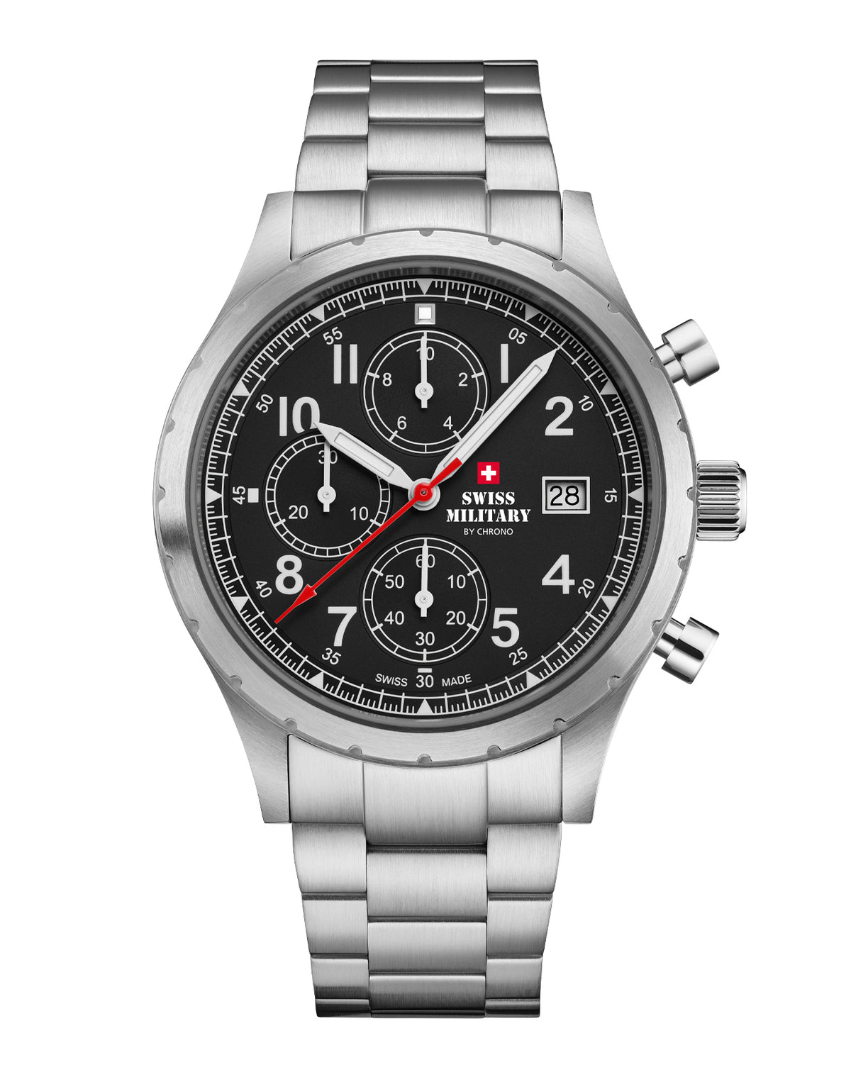Reloj cronógrafo militar suizo de campaña SM34117.01 perfil lateral