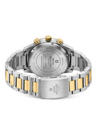 Rückansicht Swiss Military Minimalist Chronograph Watch - Gehäuseboden aus Edelstahl mit offizieller Lizenzgravur der Schweizerischen Eidgenossenschaft.
