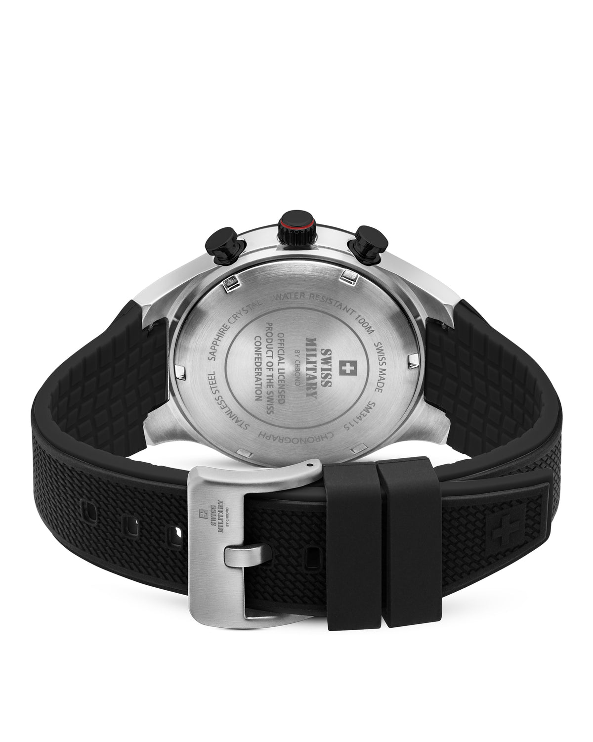 Swiss Military Speed Chronograph Uhr Gehäuseboden Swiss Made Gravur
