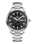 Swiss Military Classic Men’s Watch black dial steel bracelet front