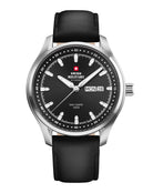 Swiss Military Classic Men’s Watch black dial leather strap front