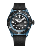 Swiss Military DIVER 500 Edición Limitada - Correa de caucho negra con caja de acero azul