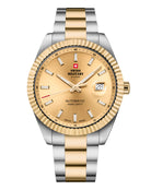 Swiss Military SMA34110.07 classic Swiss automatic watch with champagne sunray dial and bi-color stainless steel and gold-tone bracelet