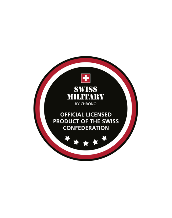 Official Licensed Product of the Swiss Confederation button – certification for Swiss Military Watches.