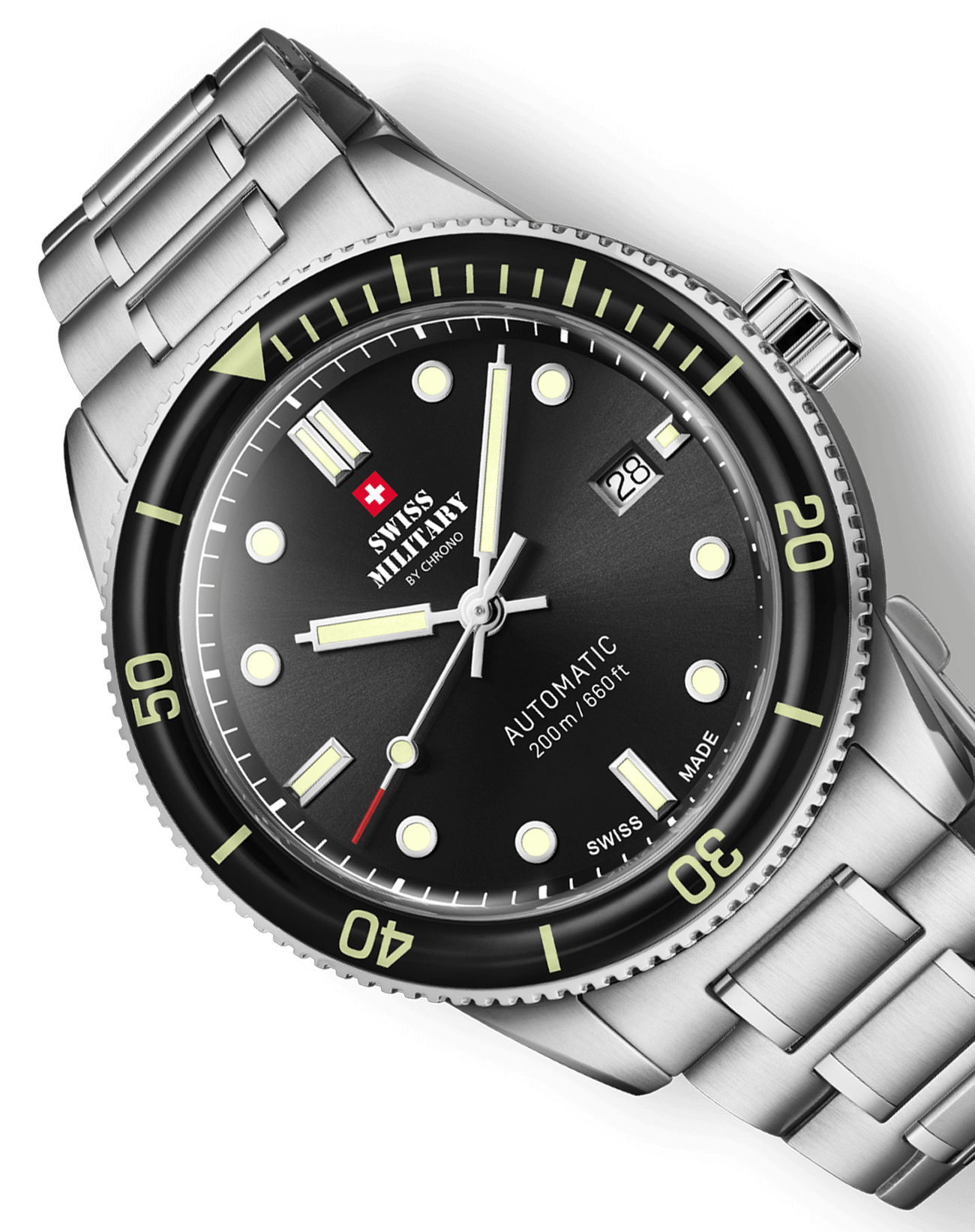 Swiss Military Diver Style Watch 200M Water Resistant Black Dial Day Date 79068 Swiss Military SMA34106.03 - Automatic Dive Watch 200  main image 4