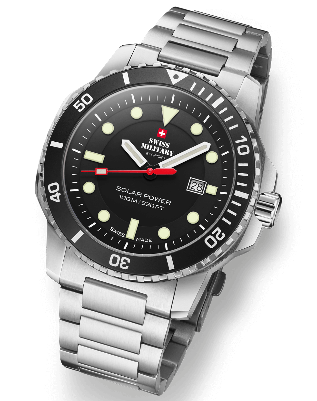 Swiss Military Solar Sports Watch Black Steel