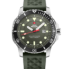 Swiss Military SMS34102.05 Solar Sports Watch featuring a green dial and black uni-directional bezel.