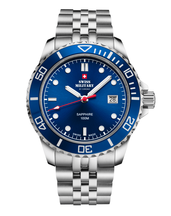 Swiss Military SM34109.02 Men's Performance Watch Blue Steel with blue sunray dial and rotating bezel