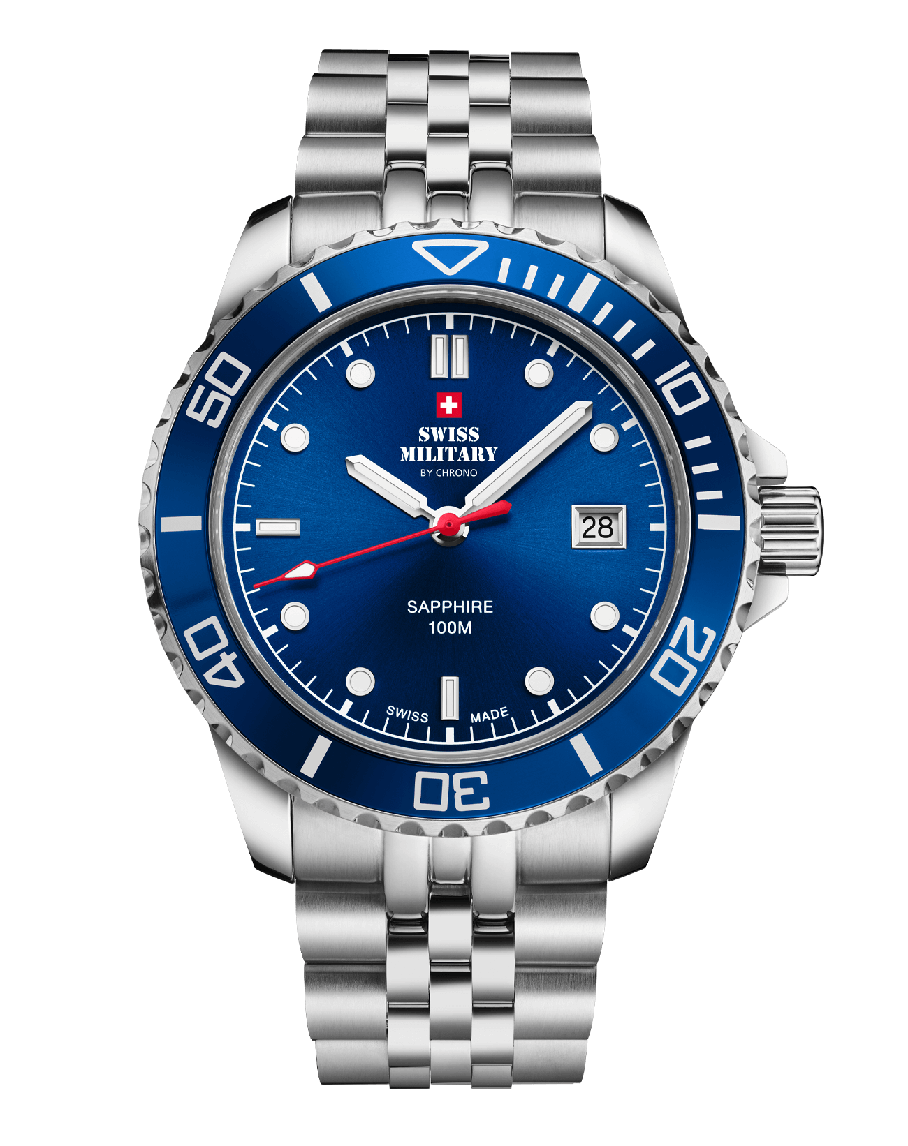 Swiss Military SM34109.02 Men's Performance Watch Blue Steel with blue sunray dial and rotating bezel