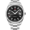 Classic Swiss automatic watch with black dial and fluted bezel – Swiss Military SMA34110.01