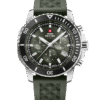 Front view of Swiss Military Solar Chronograph SMS34113.04 with green dial and rubber strap.