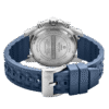 Stainless steel caseback of SMS34113.03 with engraved Swiss Solar Power System and rubber strap.
