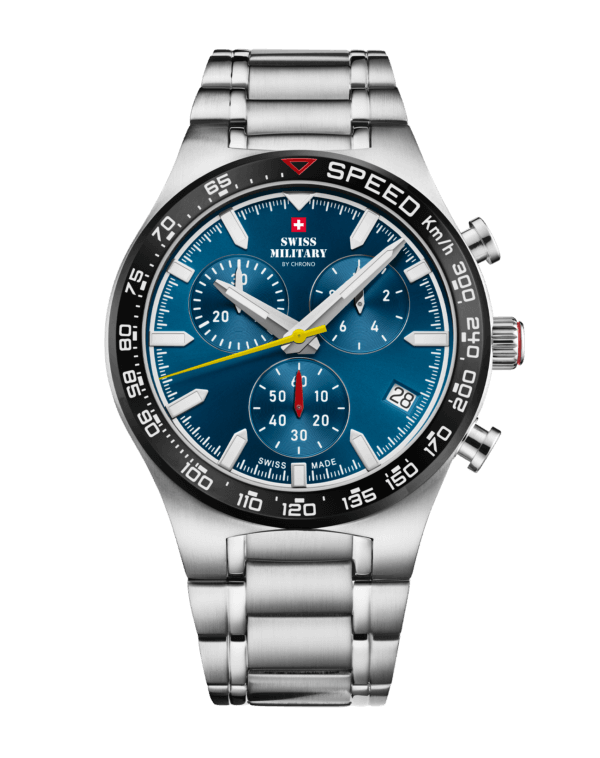 Swiss Military Speed Chronograph Watch blue steel front view