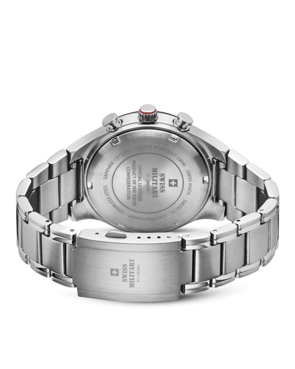 Swiss Military Speed Chronograph Watch caseback Swiss Made engraving