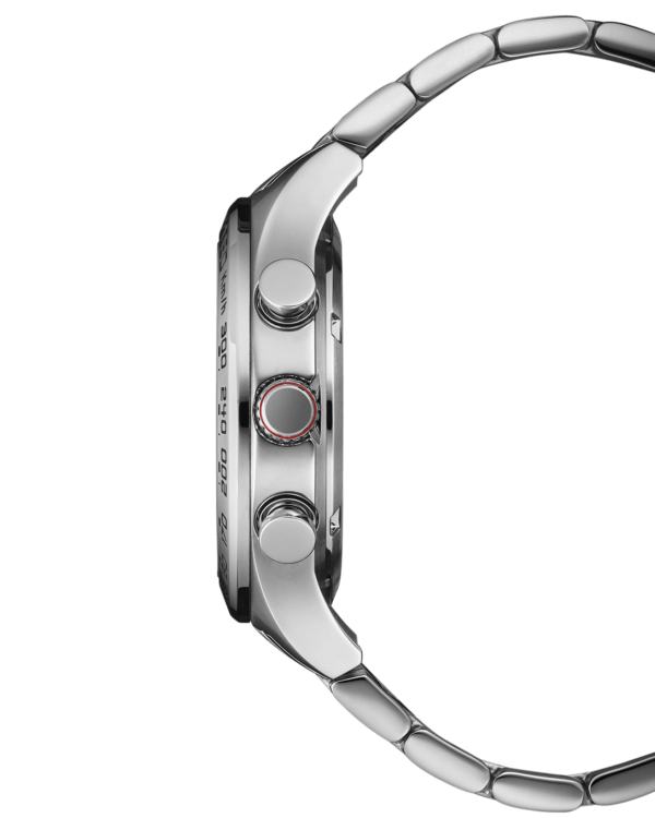 Reloj Cronógrafo Militar Suizo Speed taquímetro plateado vista lateral