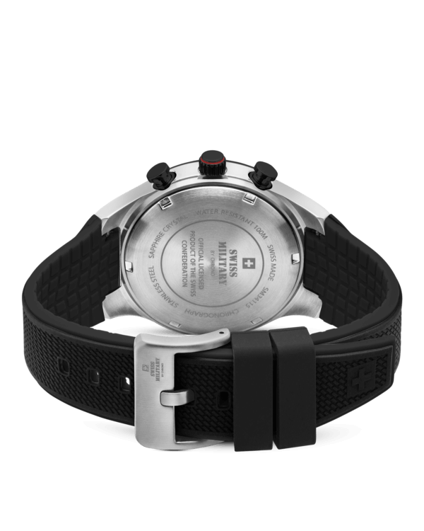Swiss Military Speed Chronograph Watch caseback Swiss Made engraving