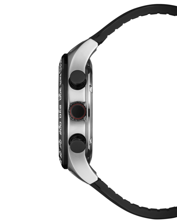 Swiss Military Speed Chronograph Watch steel case rubber strap side view