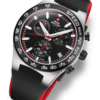 Montre chronographe Swiss Military Speed cadran noir détails rouges vue en angle
