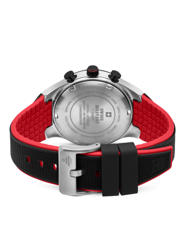 Montre militaire suisse à chronographe de vitesse fond de boîte gravure Swiss Made