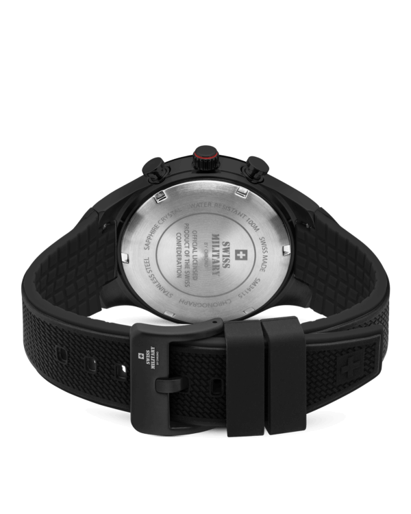 Swiss Military Speed Chronograph Watch caseback Swiss Made engraving