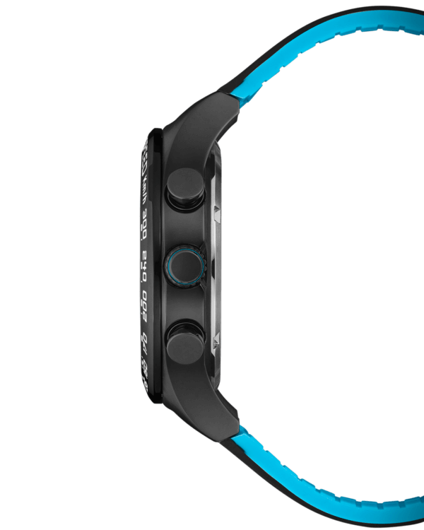 Швейцарские военные часы с хронографом в черном PVD корпусе вид сбоку