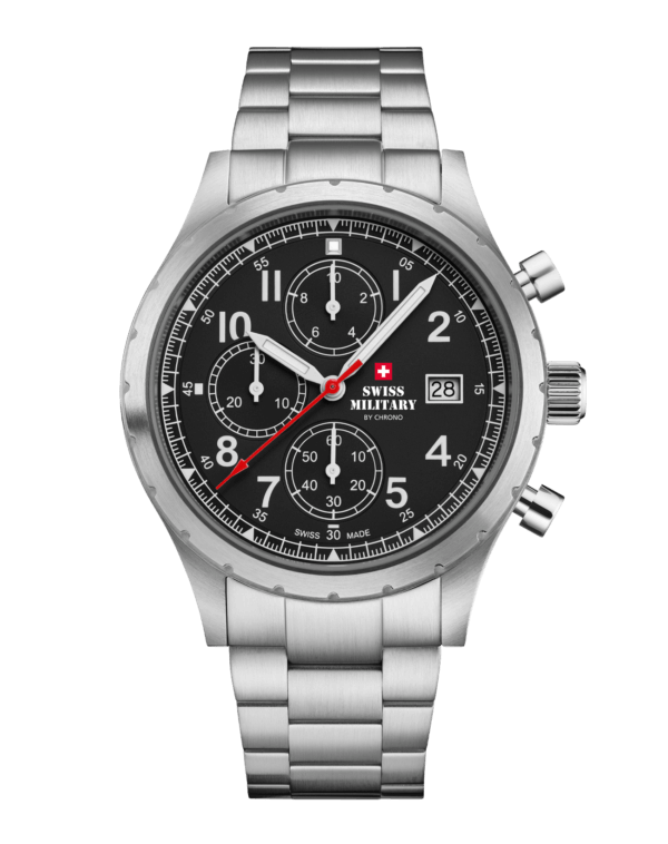 Швейцарские военные часы с полевым хронографом SM34117.01 боковой профиль