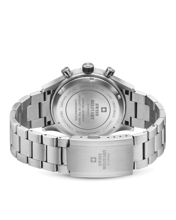 Полевой хронограф Swiss Military SM34117.01 с гравировкой на задней крышке корпуса