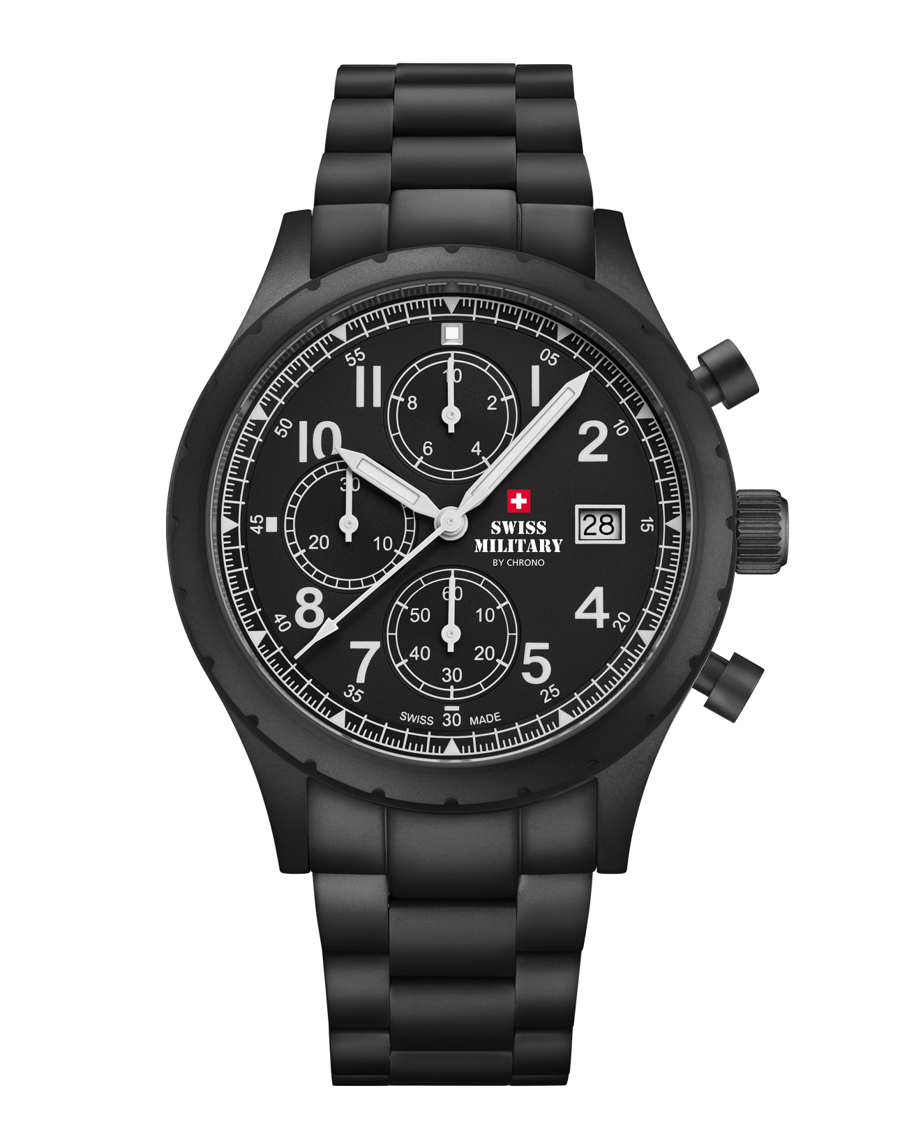 Swiss Military Field Chronograph Watch black PVD steel front view