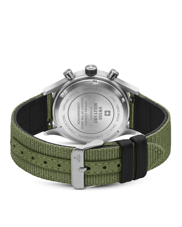Полевой хронограф Swiss Military SM34117.06 с гравировкой на задней крышке корпуса
