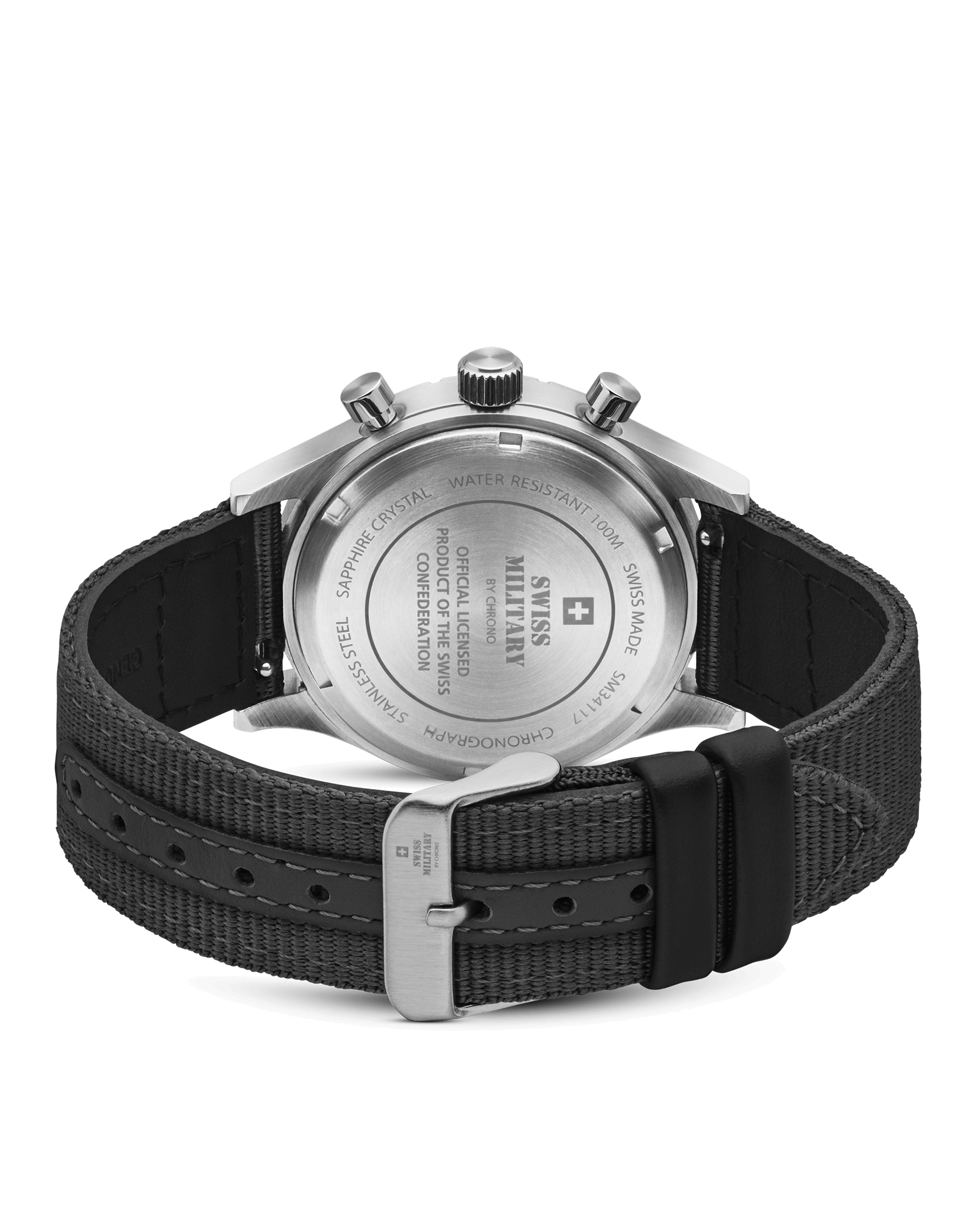 Swiss Military Field Chronograph Watch - Black Canvas | SM34117.07