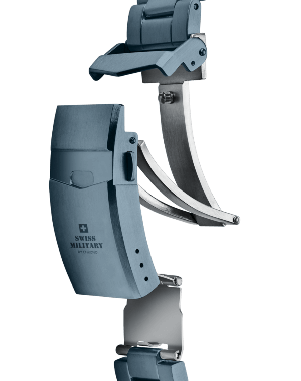 Swiss Military DIVER 500 Limited Edition – Blue Steel Bracelet with Folding Clasp & Safety Lock